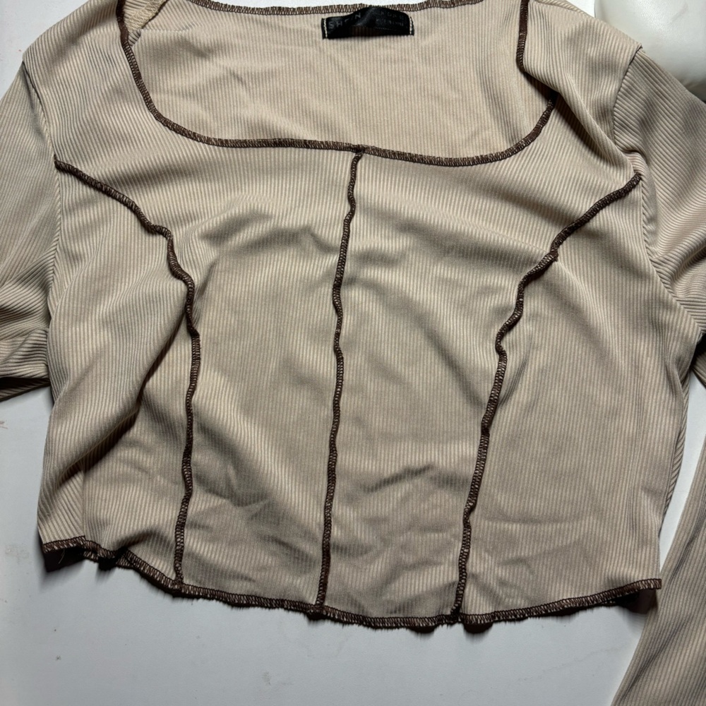 Long sleeve beige brown crème shirt